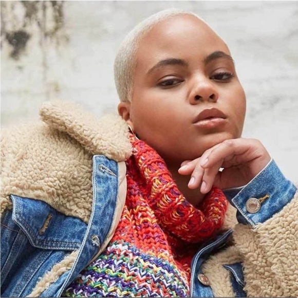 FOREVER 21 Marled Turtleneck Sweater Colorful Women Large Oversized Chunky Knit - Picture 8 of 9